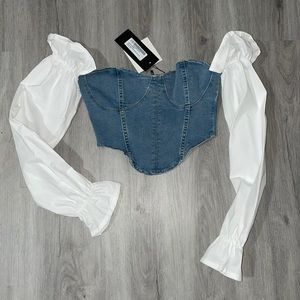 Nasty Gal- Off the shoulder corset top, denim